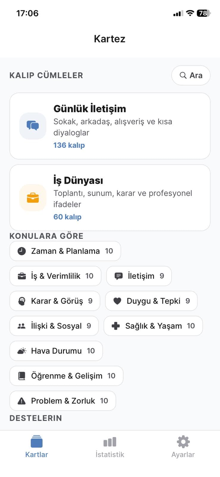 Kartez Ayrıntılı Çalışma İstatistikleri